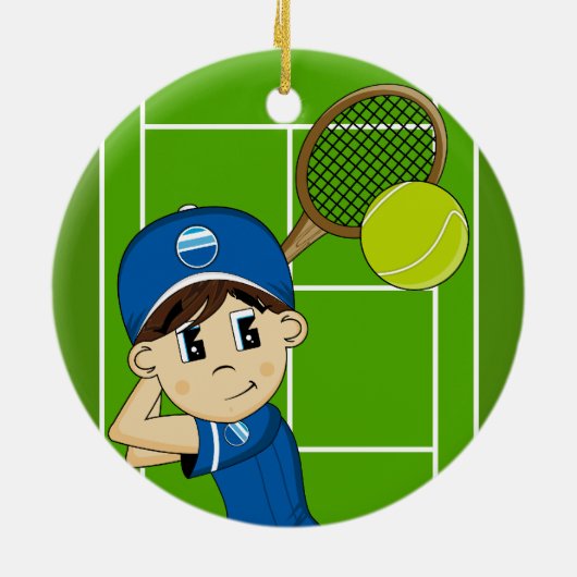 Cute Tennis Boy Ornament (Achterkant)