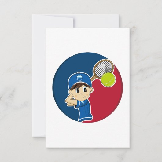 Cute Tennis Boy RSVP-kaart RSVP Kaartje (Voorkant)