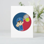 Cute Tennis Boy RSVP-kaart RSVP Kaartje (Staand voorkant)