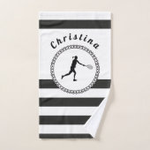 Cute Tennis Girl Black & White Persoonlijke speler Bad Handdoek (Handdoek)