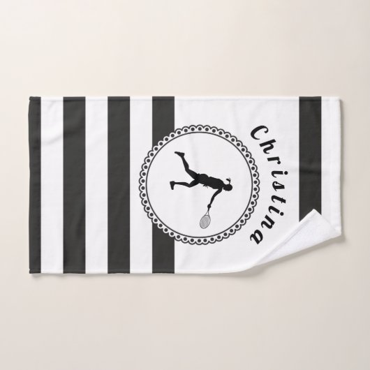 Cute Tennis Girl Black & White Persoonlijke speler Bad Handdoek (Handdoek)