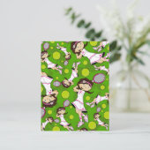 Cute Tennis Girl Card Briefkaart (Staand voorkant)