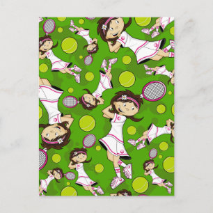 Cute Tennis Girl Card Briefkaart