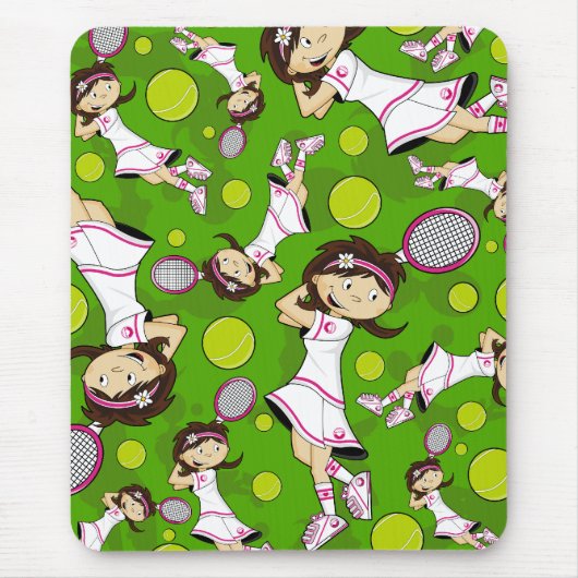 Cute Tennis Girl Mousepad Muismat (Voorkant)