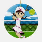 Cute Tennis Girl Ornament (Achterkant)