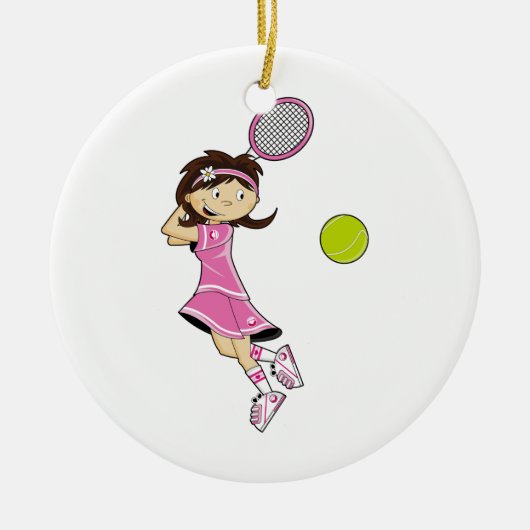 Cute Tennis Girl Ornament (Voorkant)