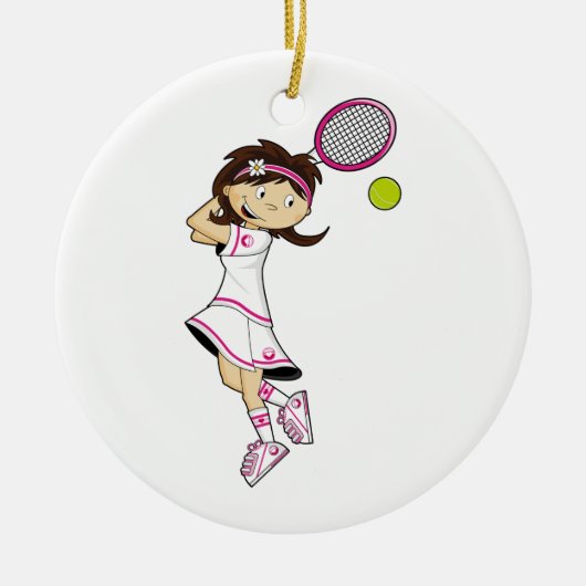 Cute Tennis Girl Ornament (Voorkant)