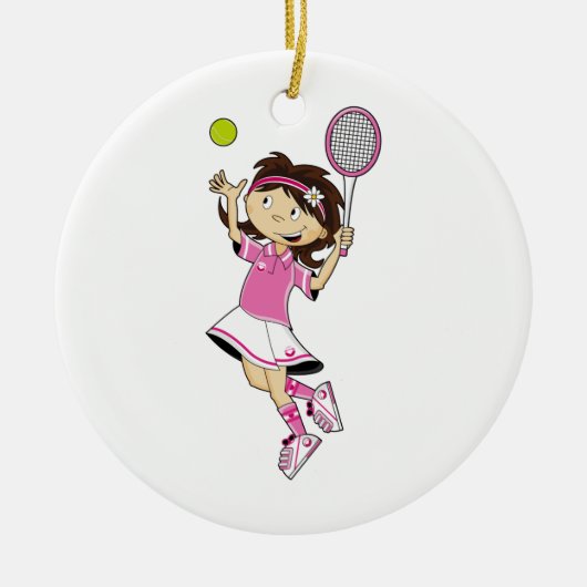 Cute Tennis Girl Ornament (Voorkant)