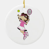 Cute Tennis Girl Ornament (Achterkant)