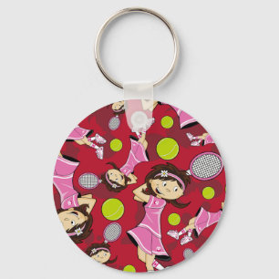 Cute Tennis Girl Sleutelhanger