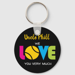 Cute Tennis LOVE - aangepaste tekst Ronde Sleutelh Sleutelhanger
