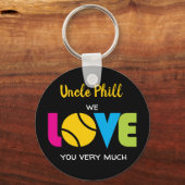 Cute Tennis LOVE - aangepaste tekst Ronde Sleutelh Sleutelhanger (Voorkant)