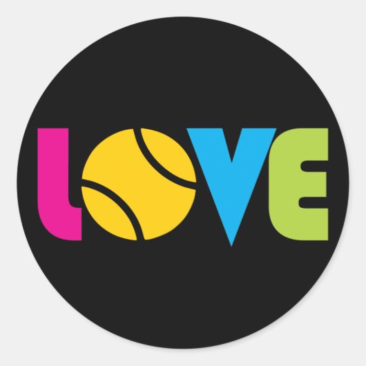 Cute Tennis LOVE - Ronde Sticker (Voorkant)