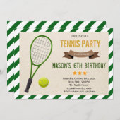 Cute tennis party Invitation Kaart (Voorkant / Achterkant)