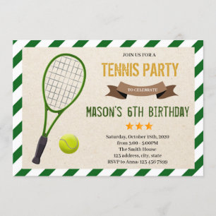 Cute tennis party Invitation Kaart