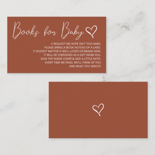 Cute Terracotta Gender Neutral Books Request Informatiekaartje (Voorkant / Achterkant)