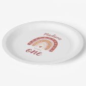 Cute Terracotta Rainbow Boho First Birthday Paper Papieren Bordje (Gekanteld)