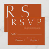 Cute Terracotta Rust and White Wedding RSVP Briefkaart (Voorkant / Achterkant)