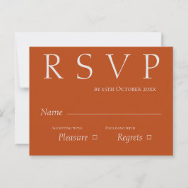 Cute Terracotta Rust and White Wedding RSVP Briefkaart