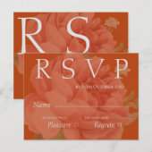 Cute Terracotta White Floral Wedding RSVP Briefkaart (Voorkant / Achterkant)