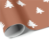 Cute terracotta white Kerstbomen patroon Cadeaupapier (Rol Hoek)