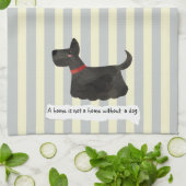 Cute Terrier blue en crème striped Theedoek (Gevouwen)