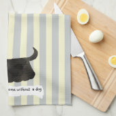 Cute Terrier blue en crème striped Theedoek (Quarter Fold)