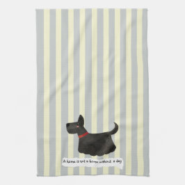 Cute Terrier blue en crème striped Theedoek