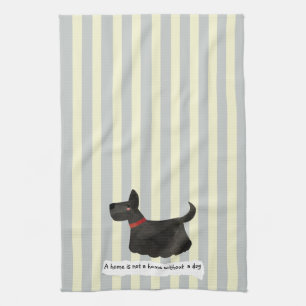 Cute Terrier blue en crème striped Theedoek