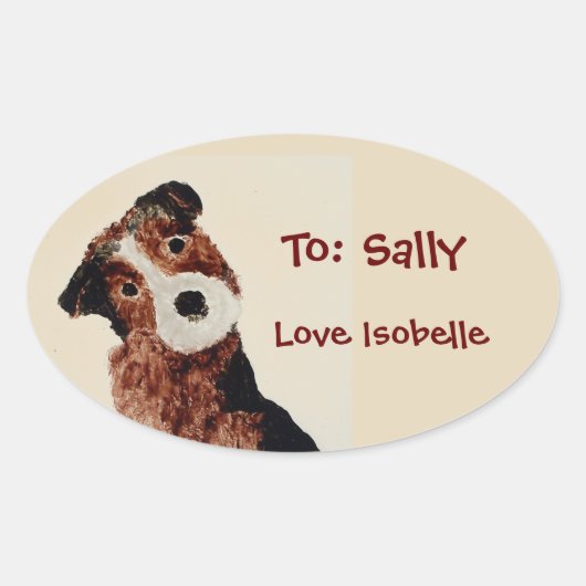 Cute Terrier Dog Ovale Sticker (Voorkant)