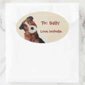 Cute Terrier Dog Ovale Sticker (Tas)