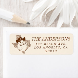 Cute Texas Cowboy Santa Claus Etiket