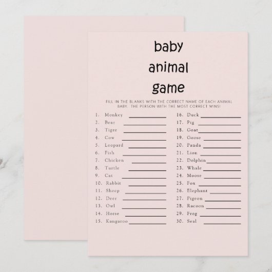 Cute Text Baby shower Baby Baby Baby game Roze Kaart (Voorkant / Achterkant)