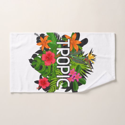 Cute text Hibiscus green, roze en wit modern Bad Handdoek (Handdoek)