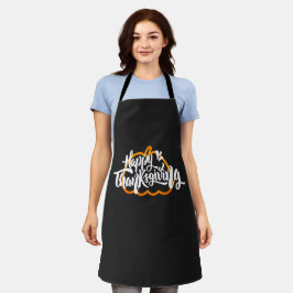 Cute text on pumpkin for Thanksgiving Apron Schort