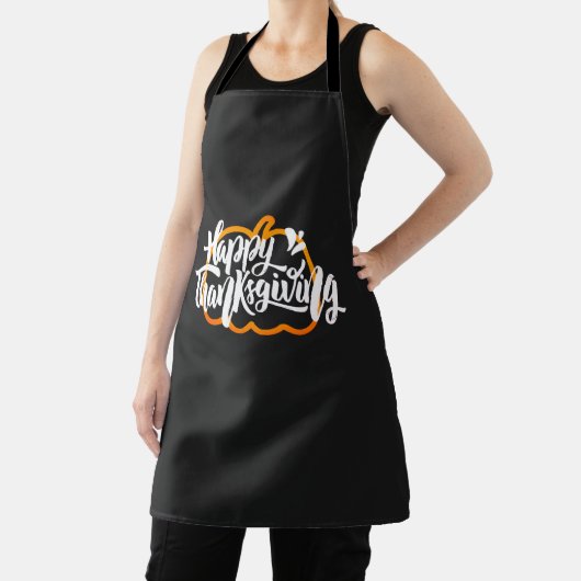Cute text on pumpkin for Thanksgiving Apron Schort (Insitu)
