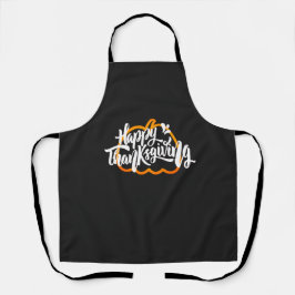 Cute text on pumpkin for Thanksgiving Apron Schort