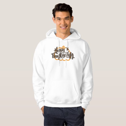 Cute Text op pompoen voor Thanksgiving Hoodie (Voorkant volledig)