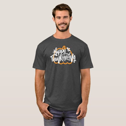 Cute Text op pompoen voor Thanksgiving T-shirt (Voorkant volledig)