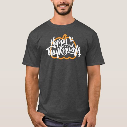 Cute Text op pompoen voor Thanksgiving T-shirt (Voorkant)