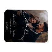 Cute Text Overlay Monogram Two Photo Weduwnaar Sav Magneet (Horizontaal)