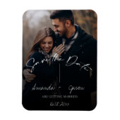 Cute Text Overlay Monogram Two Photo Weduwnaar Sav Magneet (Verticaal)