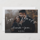 Cute Text Overlay  Script Photo Wedding Bedankkaart (Voorkant)