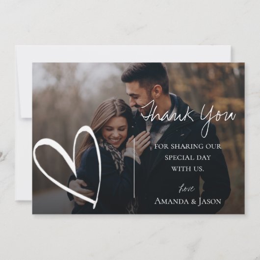 Cute Text Overlay  Script Photo Wedding Bedankkaart (Achterkant)