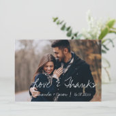 Cute Text Overlay  Script Photo Wedding Bedankkaart (Staand voorkant)