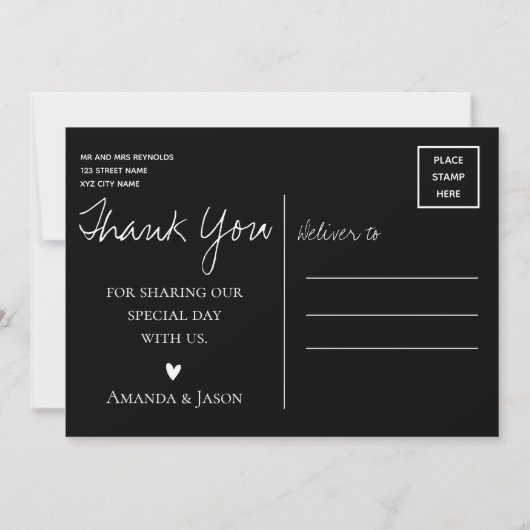 Cute Text Overlay  Script Photo Wedding Bedankkaart (Achterkant)