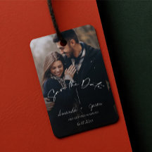 Cute Text Overlay Two Photo Wedde Save the Date