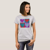 Cute Textile Folk Art Hearts Checked T-shirt (Voorkant volledig)