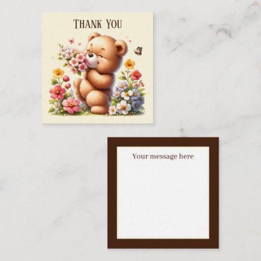 Cute Thank you bear add message Notitiekaartje (Voorkant / Achterkant)
