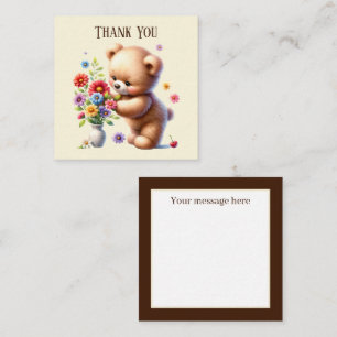 Cute Thank you bear add message Notitiekaartje